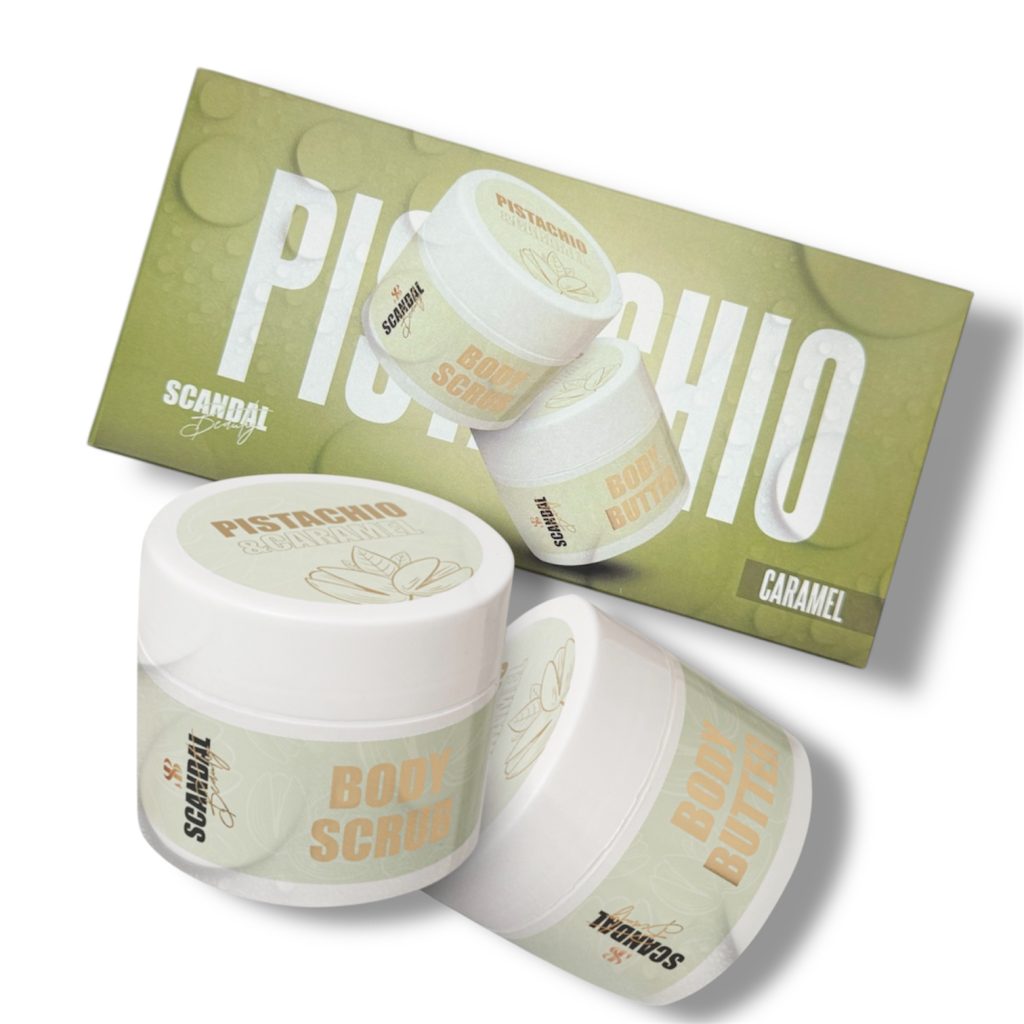 ΣΕΤ ΠΕΡΙΠΟΙΗΣΗΣ ΣΩΜΑΤΟΣ ΜΕ ΑΡΩΜΑ “PISTACHIO & CARAMEL” – SCRUB &BODY BUTTER (2X200ML)