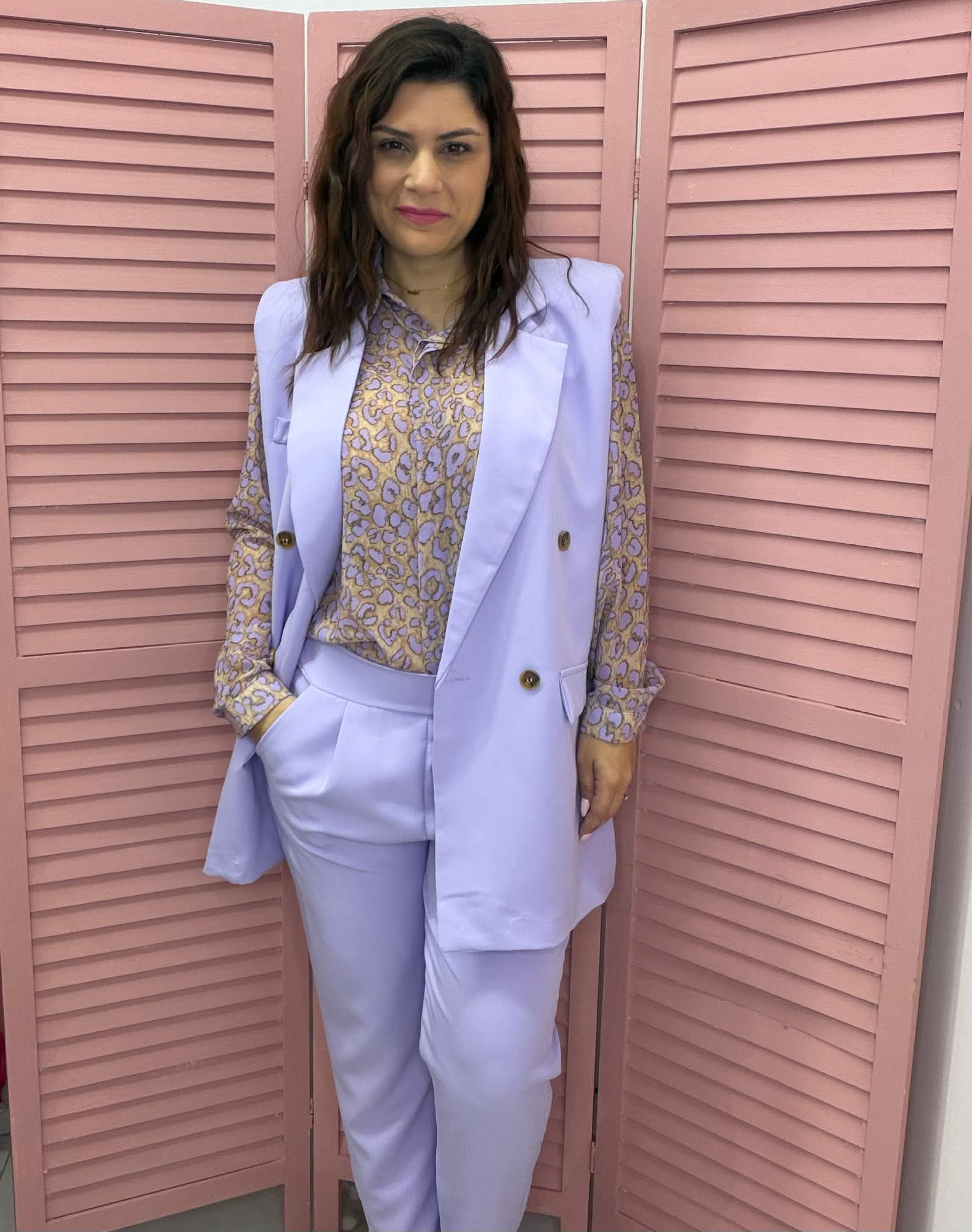 Κουστούμι σετ με αμάνικο γιλέκο - λιλά