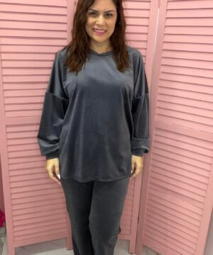 Φόρμα βελούδινη - γκρι ανθρακί