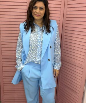 Κουστούμι σετ με αμάνικο γιλέκο - γαλάζιο