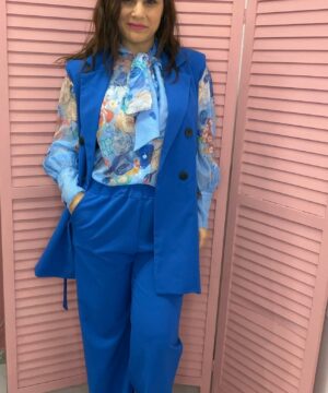 Κουστούμι σετ με αμάνικο γιλέκο - μπλε ρουά