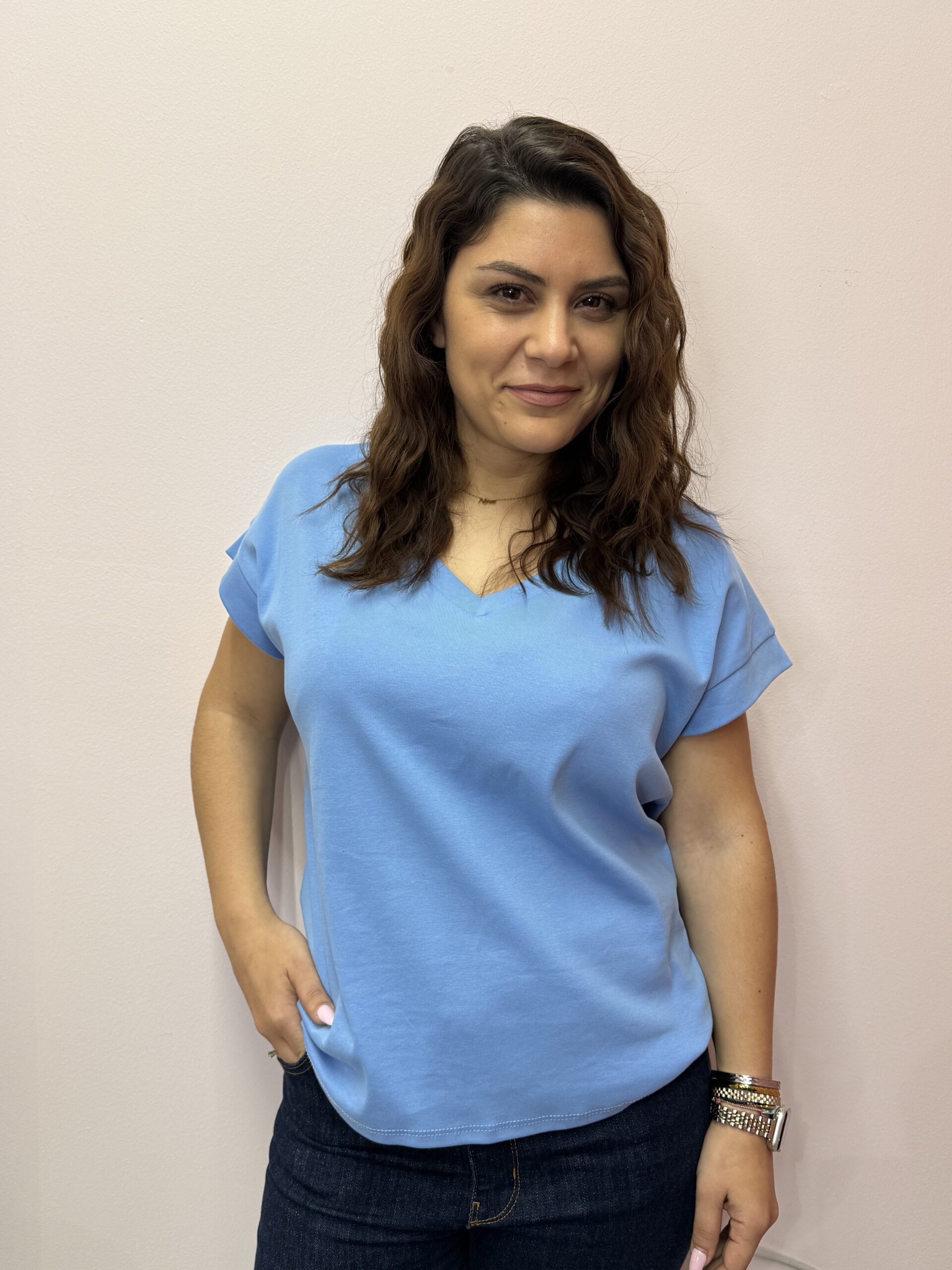 Μπλούζα με v - γαλάζιο