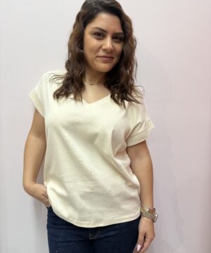 Μπλούζα με v - μπεζ