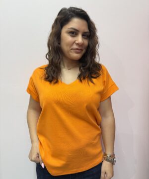 Μπλούζα με v - πορτοκαλί