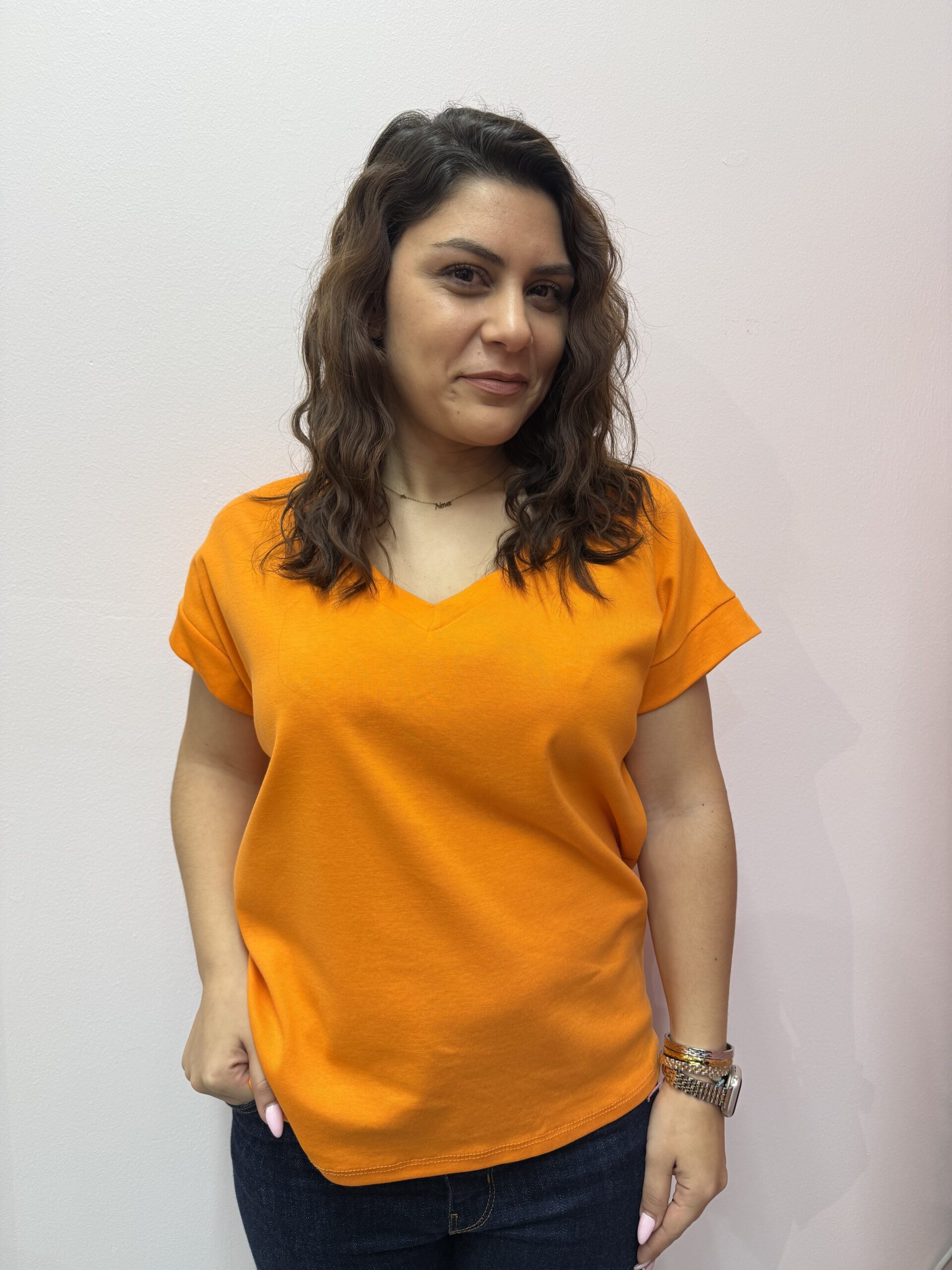 Μπλούζα με v - πορτοκαλί