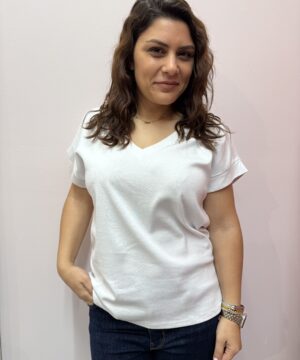 Μπλούζα με v - λευκή