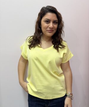 Μπλούζα με v -  κίτρινη