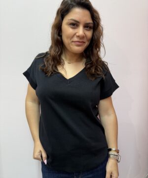 Μπλούζα με v - μαύρη