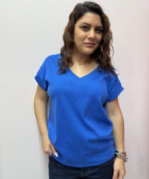 Μπλούζα με v - μπλε ρουά