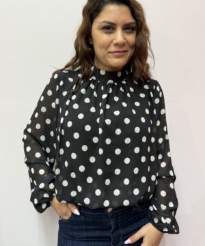 Μπλούζα πουά - μαύρη