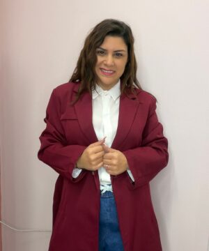 Σακακι μακρύ με ζωνάκι - μπορντό