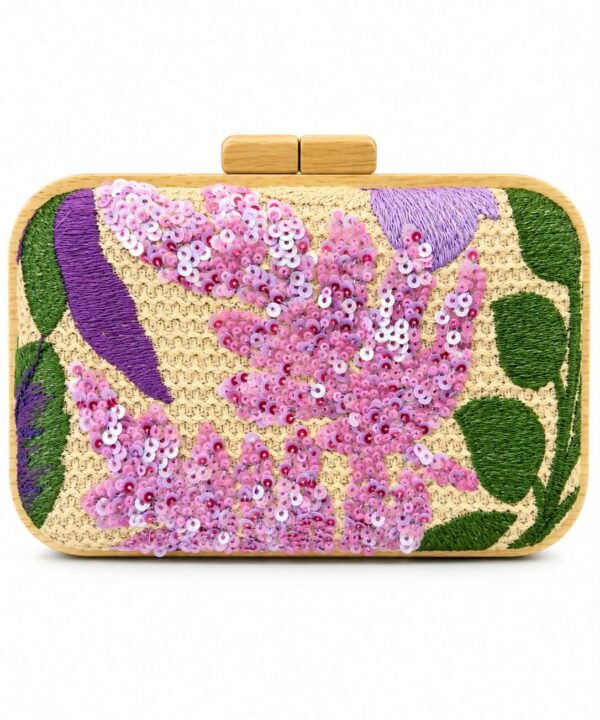 Τσαντάκι clutch ξύλινο - wood floral