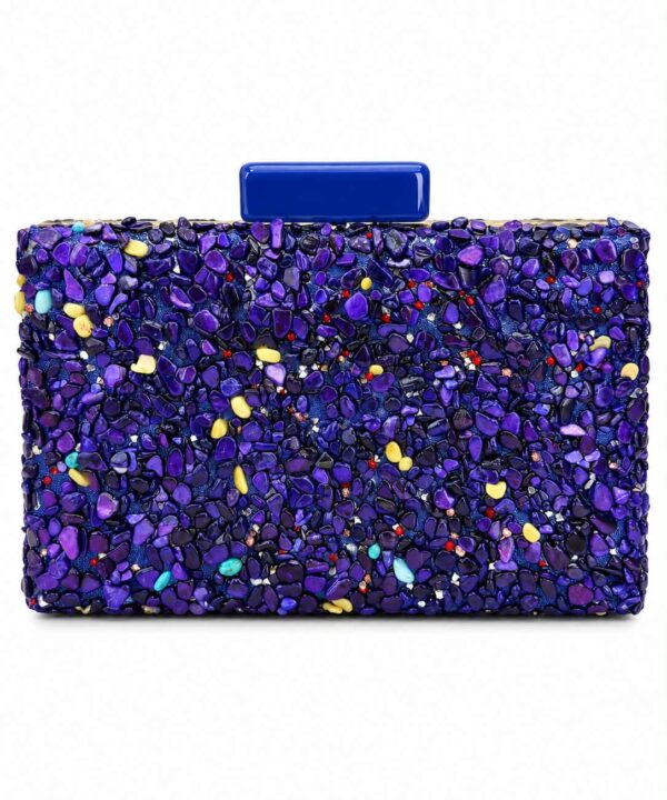 Τσαντάκι clutch με πέτρες - blue royal
