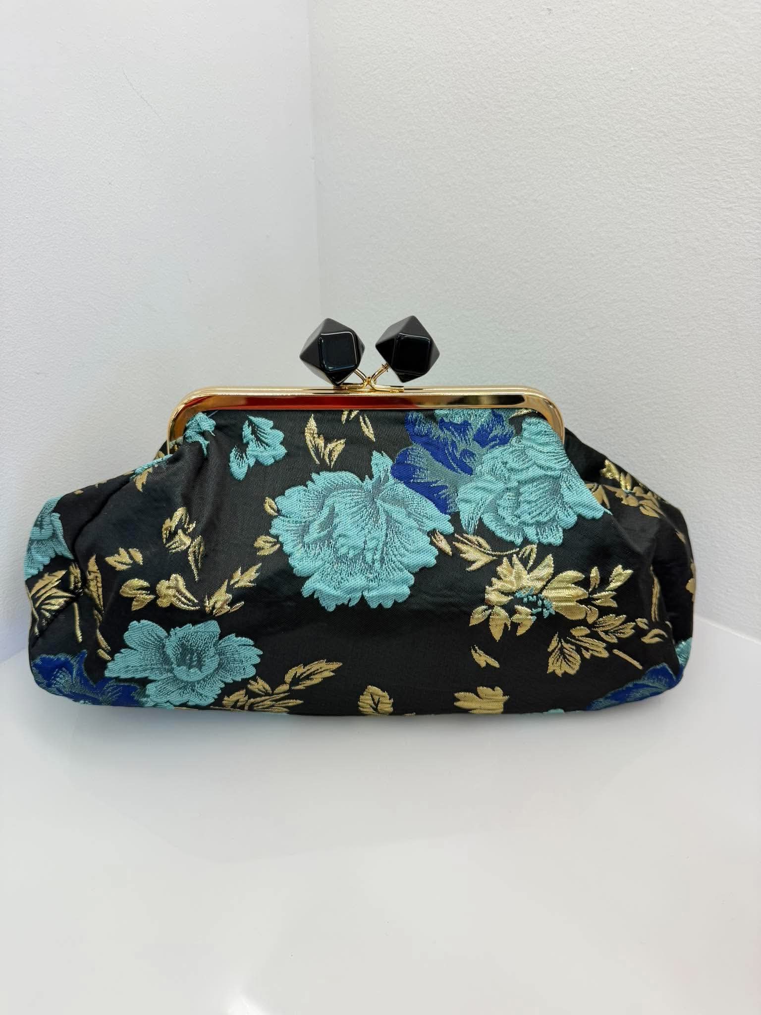 Τσαντάκι clutch - μαύρο / γαλάζιο / χρυσό / μπλε